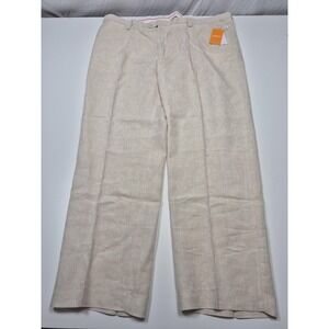 Inserch Dress Pants Mens 48x33 Beige Linen Flat Front Relaxed Summer NWT